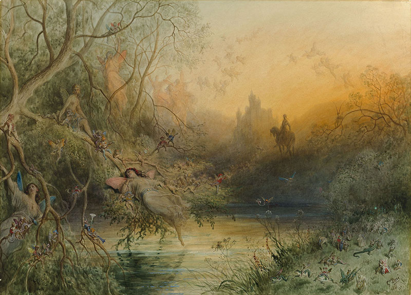 Гюстав Доре, "Волшебная страна". Веленевая бумага, акварель, гуашь, 1881
